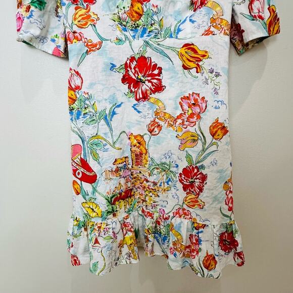 RIXO Camile Mini Dress Women’s Size 4 Printed Cotton Linen Ruffle Voile - Picture 7 of 16